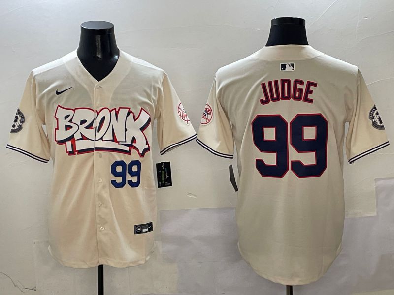 Men New York Yankees 99 Judge Cream four generations Joint Name 2025 Nike MLB Jersey style 4114